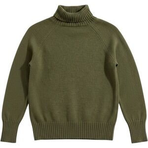 Italic Cashmere Turtleneck Women XS Green Ribbed Trim Quiet Luxury Minimalist